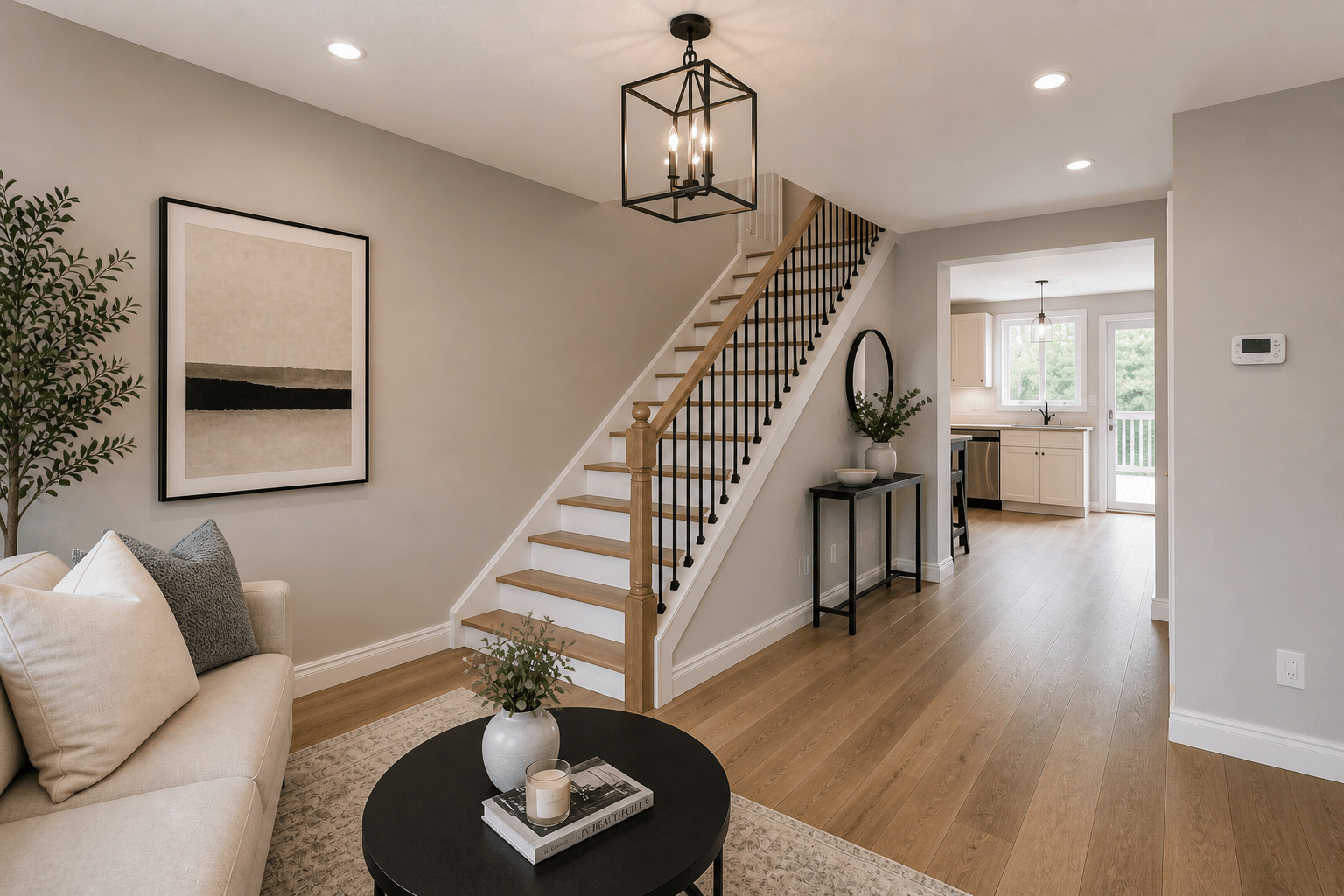 Interior after full house painting renovation with modern colors