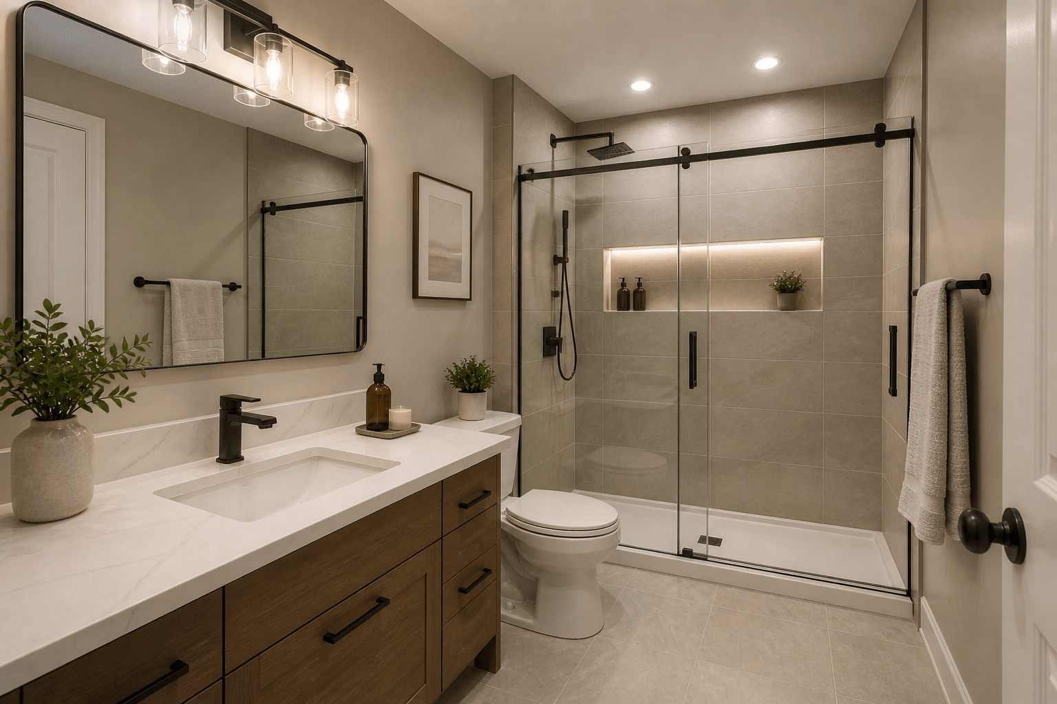 Modern bathroom renovation by Habed Renovation