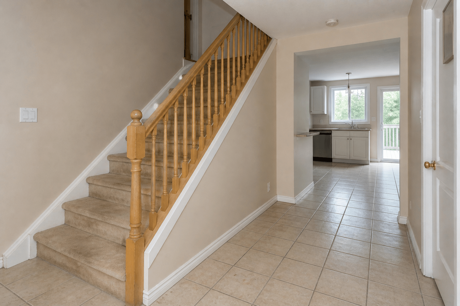 Old carpet stairs and flooring before renovation