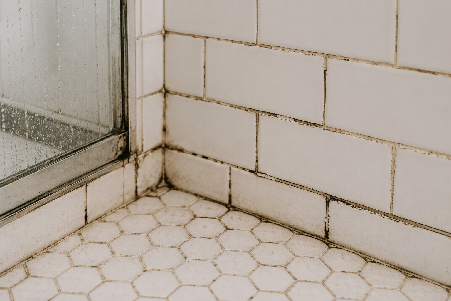 Old bathroom tiles difficult to clean