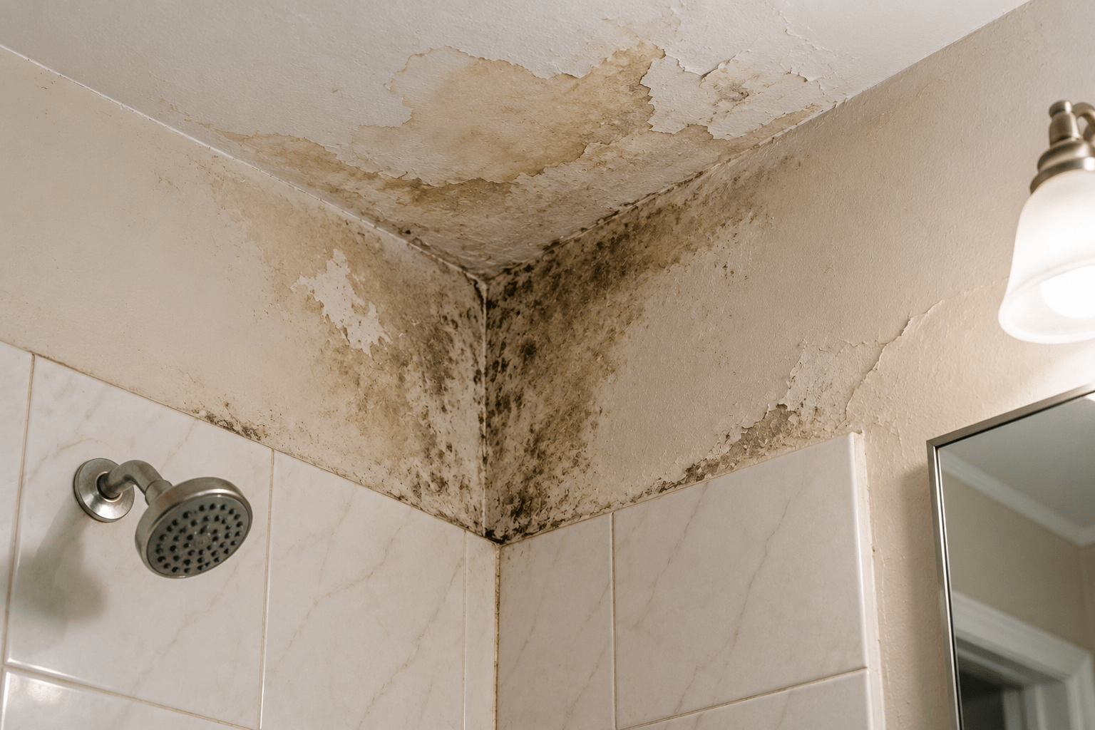 Bathroom water damage signs