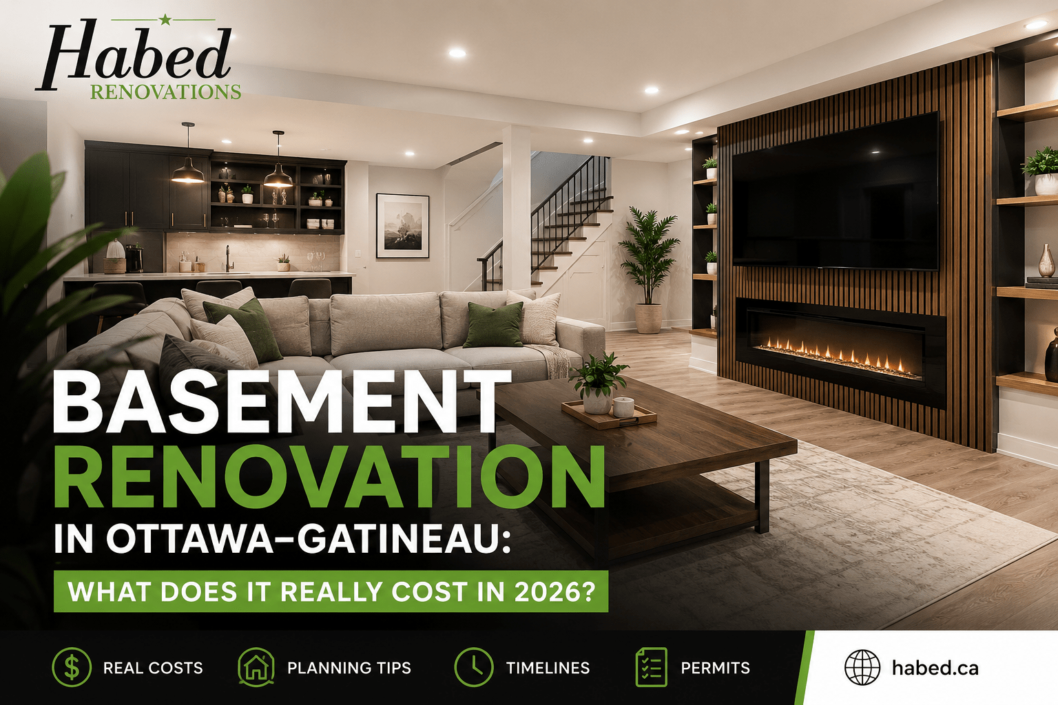 Modern basement renovation in Ottawa–Gatineau by Habed Renovations